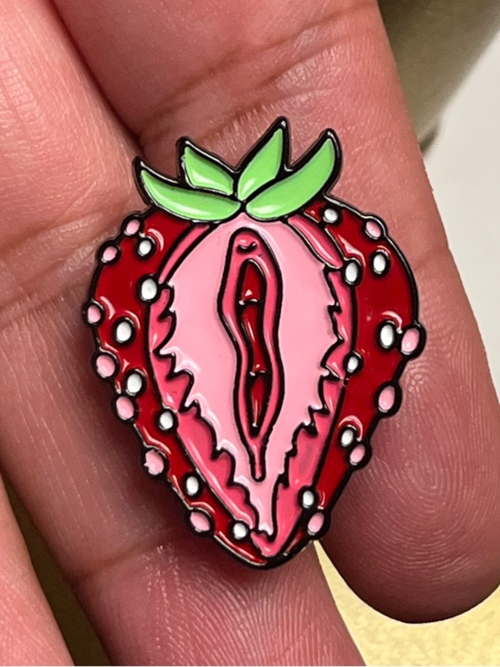 Strawberry “sexy” red pin brooch new